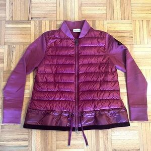 Excellent Condition Moncler Tricot Raspberry Velvet Down Cotton Cardigan Sz. S